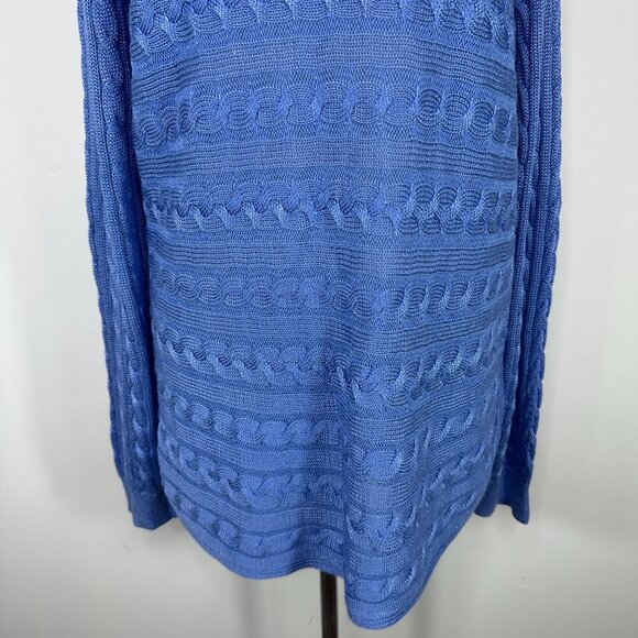 NWT Lauren Ralph Lauren Blue Cotton Blend Boat Neck Cable Knit Sweater XL RP $99 - Picture 3 of 15